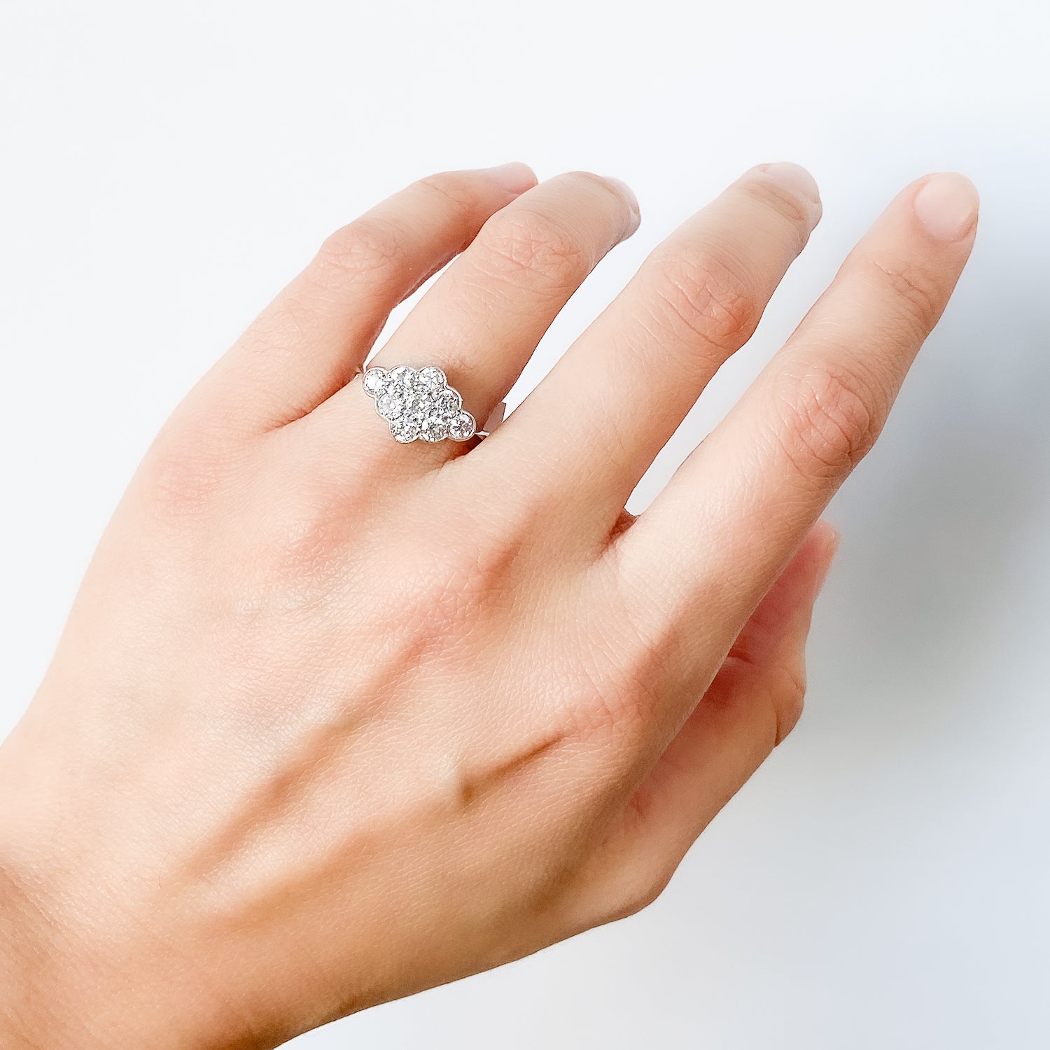 Rose Gold Engagement Ring V-Shaped Split Shank Art Deco Halo Bezel